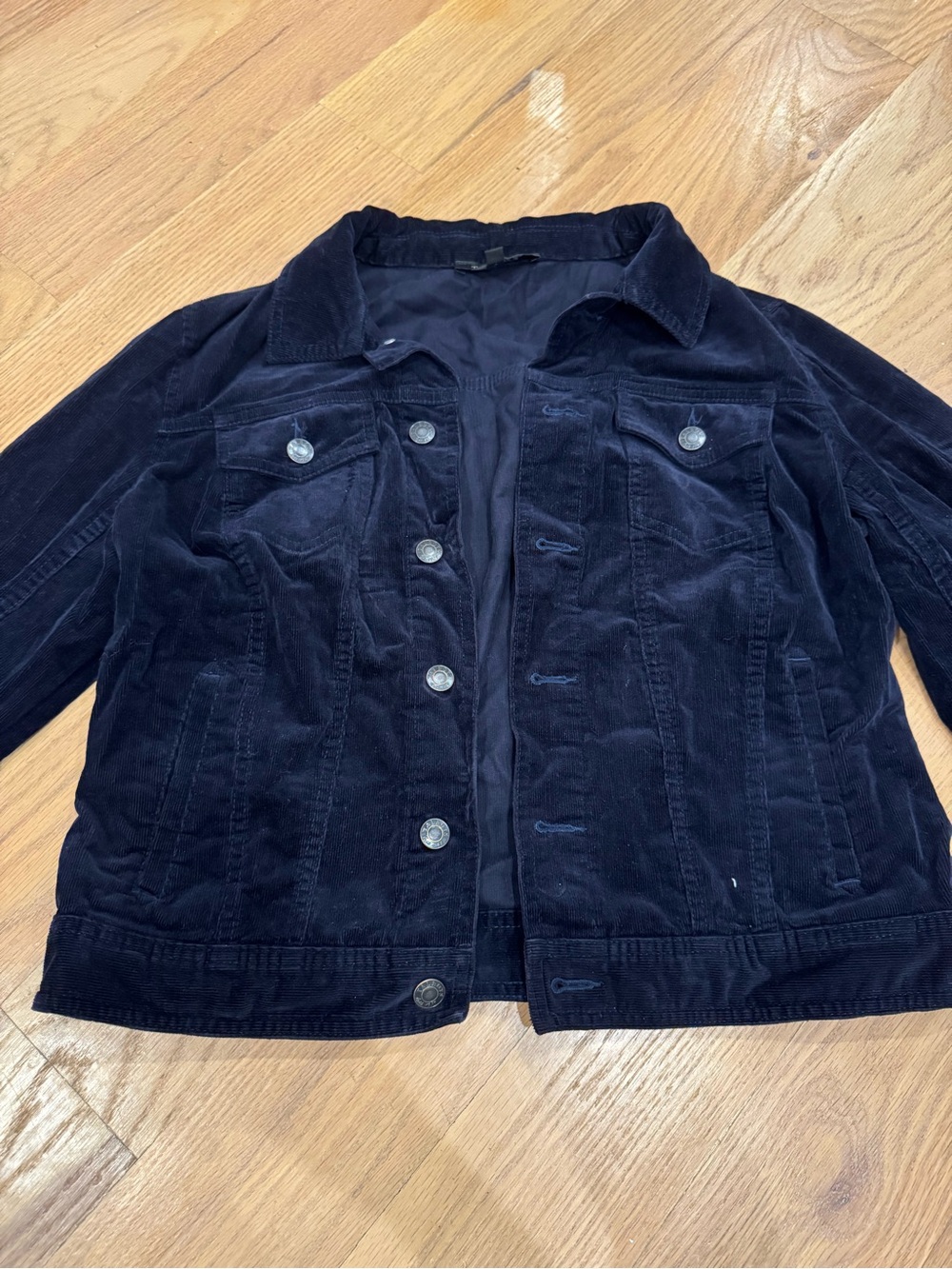 Talbots Dark Navy Corduroy Button-Up Jacket